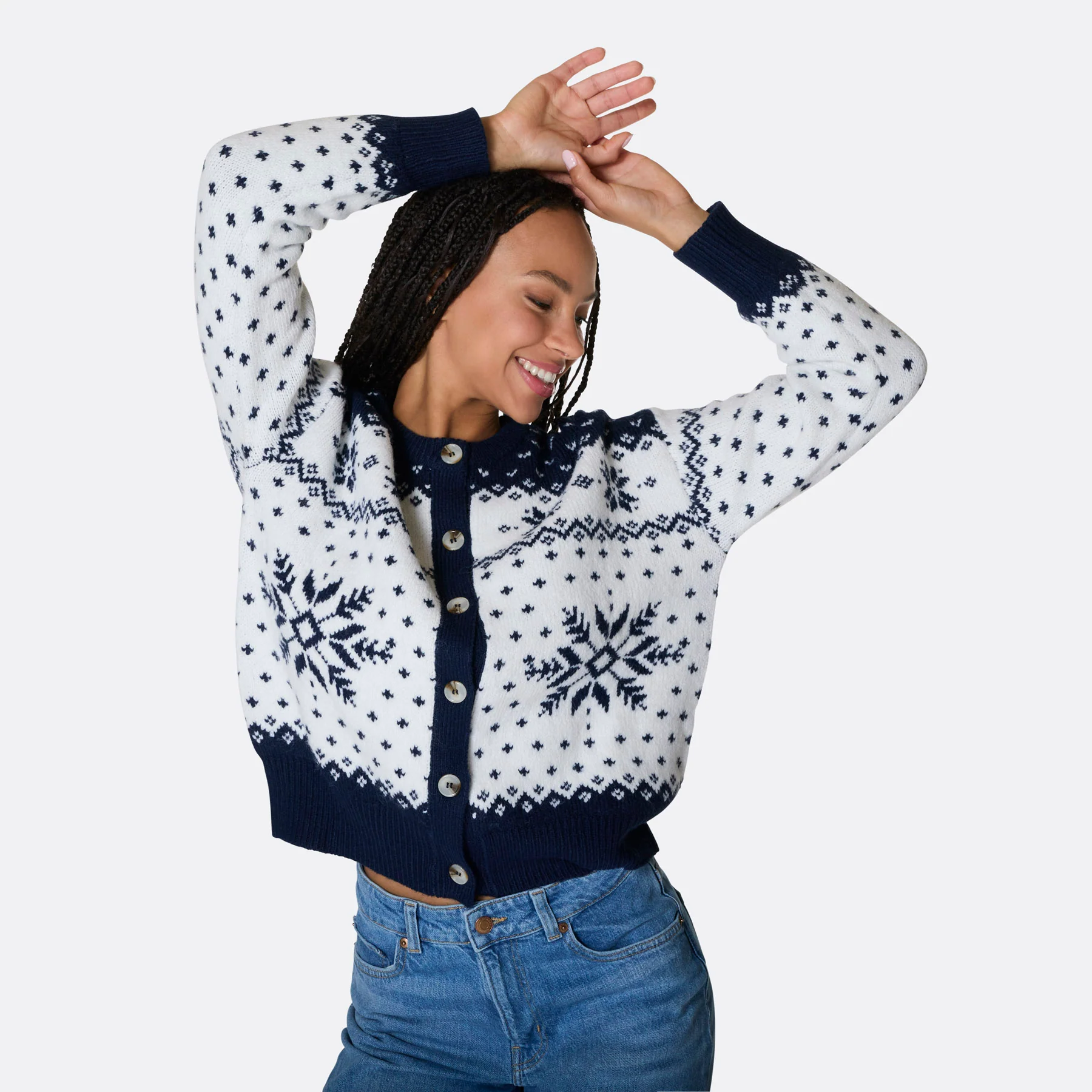 Blå Julecardigan Dame