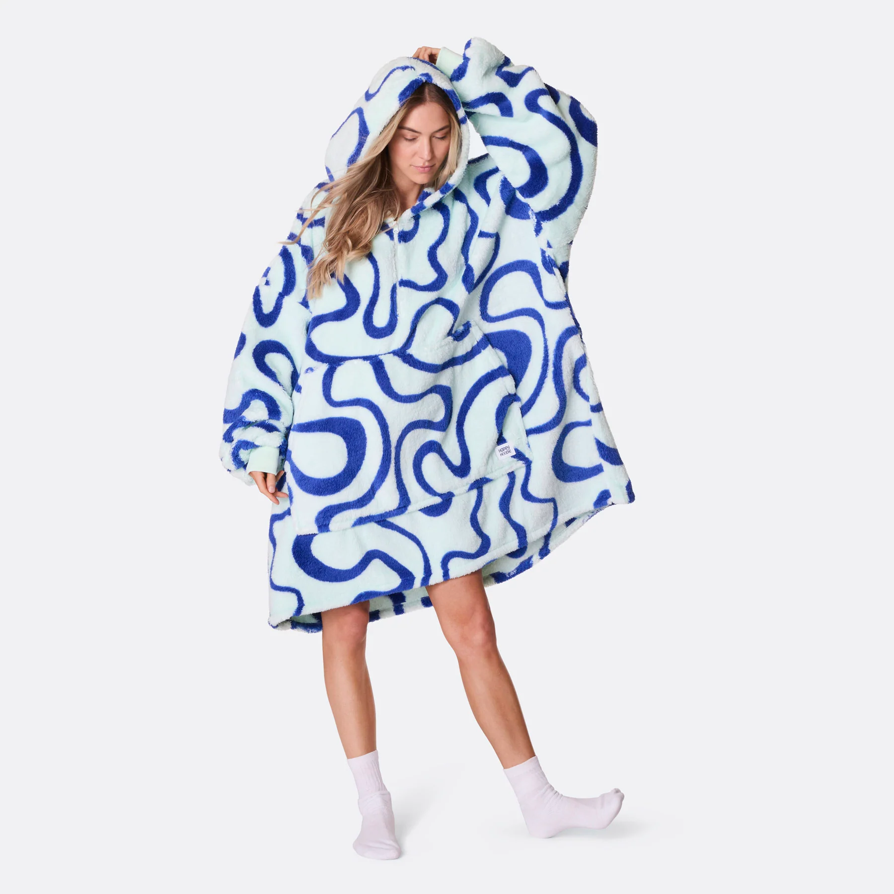 Blå Wavy Teddy HappyHoodie