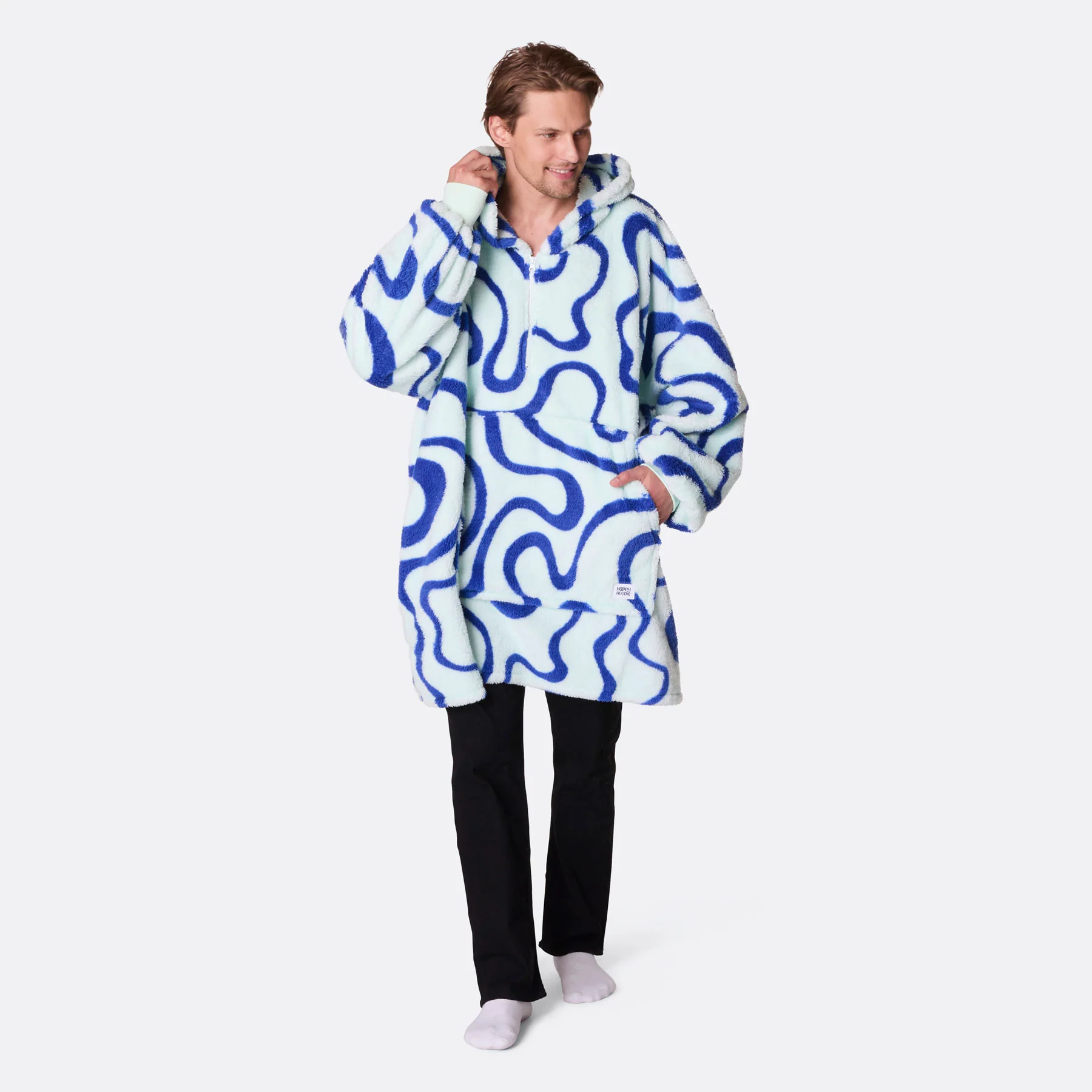 Blå Wavy Teddy HappyHoodie - Image 2