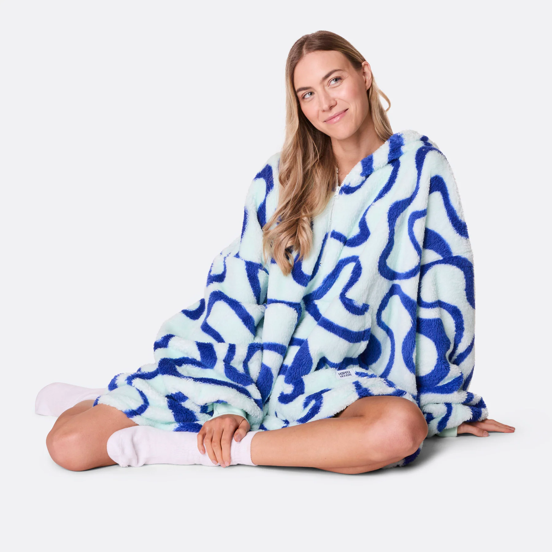 Blå Wavy Teddy HappyHoodie - Image 3