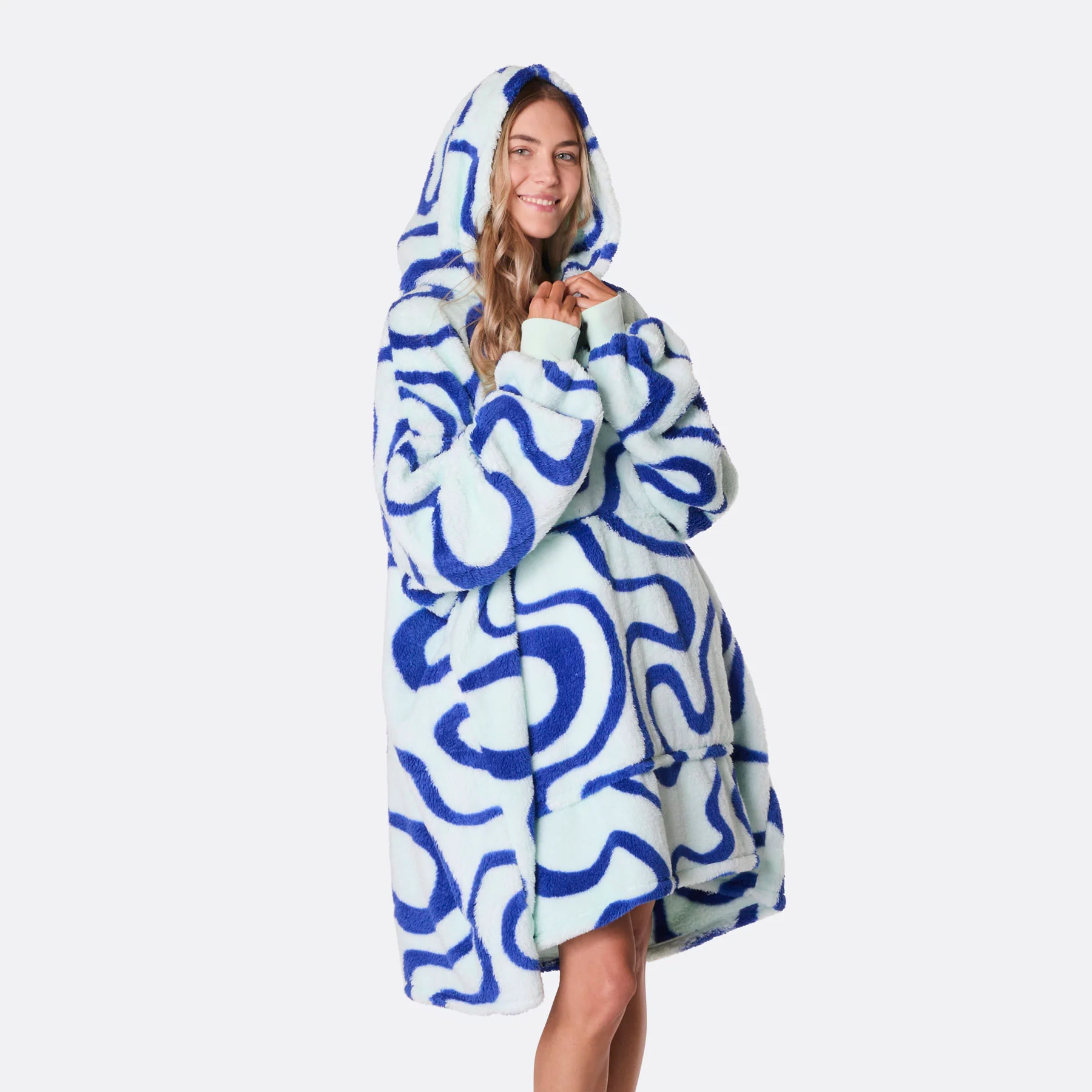 Blå Wavy Teddy HappyHoodie - Image 4