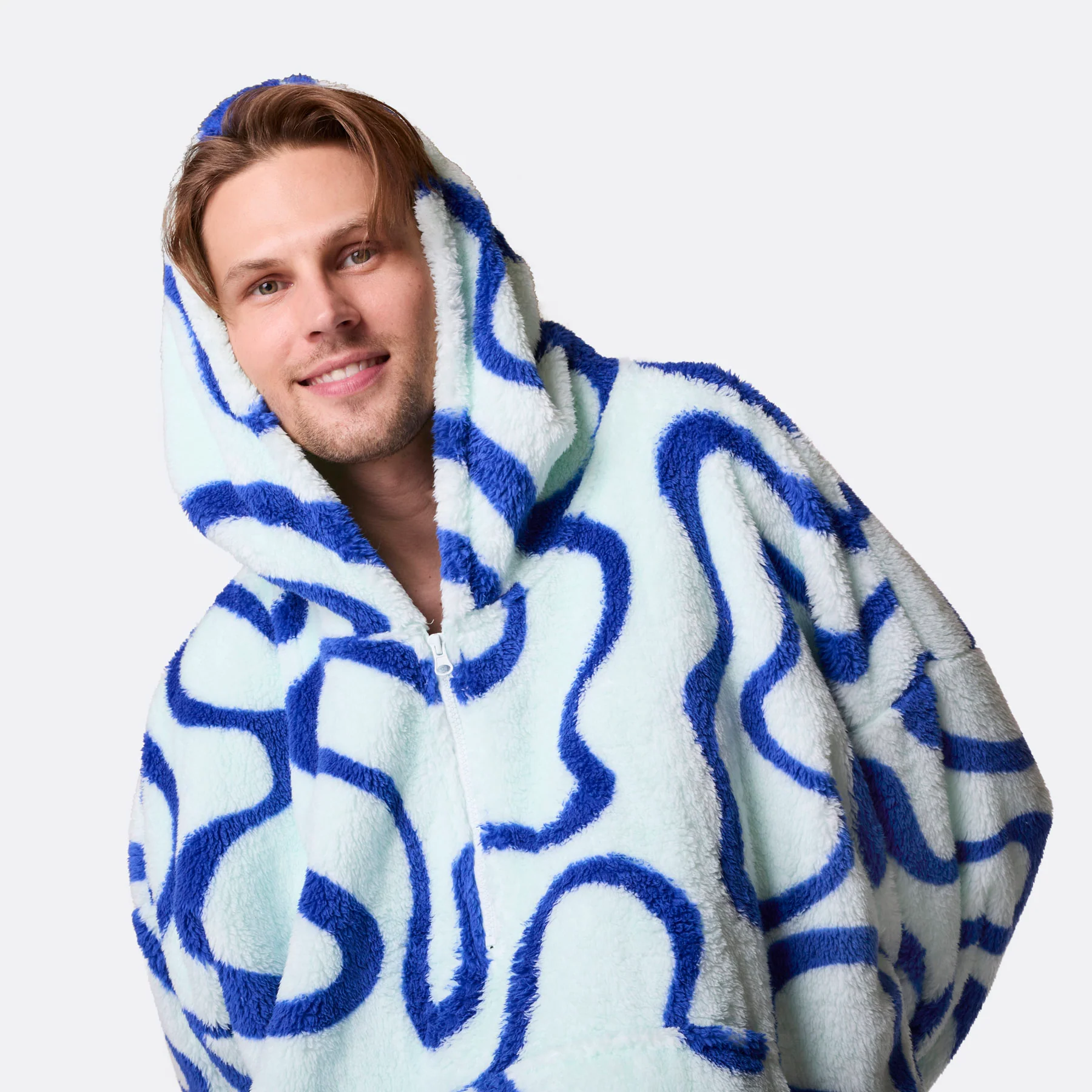 Blå Wavy Teddy HappyHoodie - Image 6