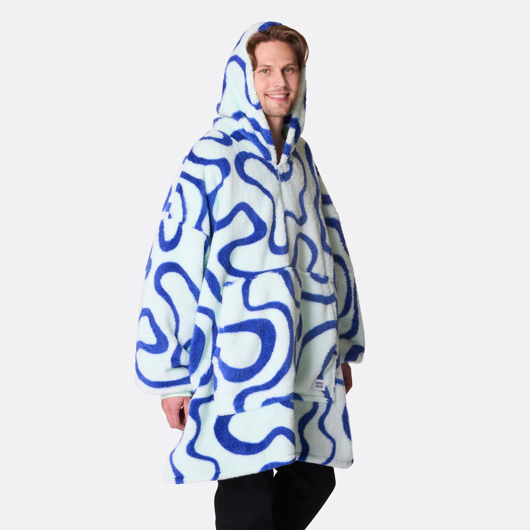 Blå Wavy Teddy HappyHoodie - Image 7