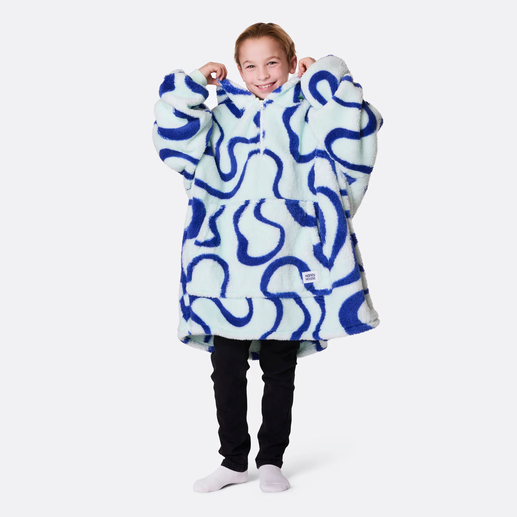 Blå Wavy Teddy HappyHoodie Barn