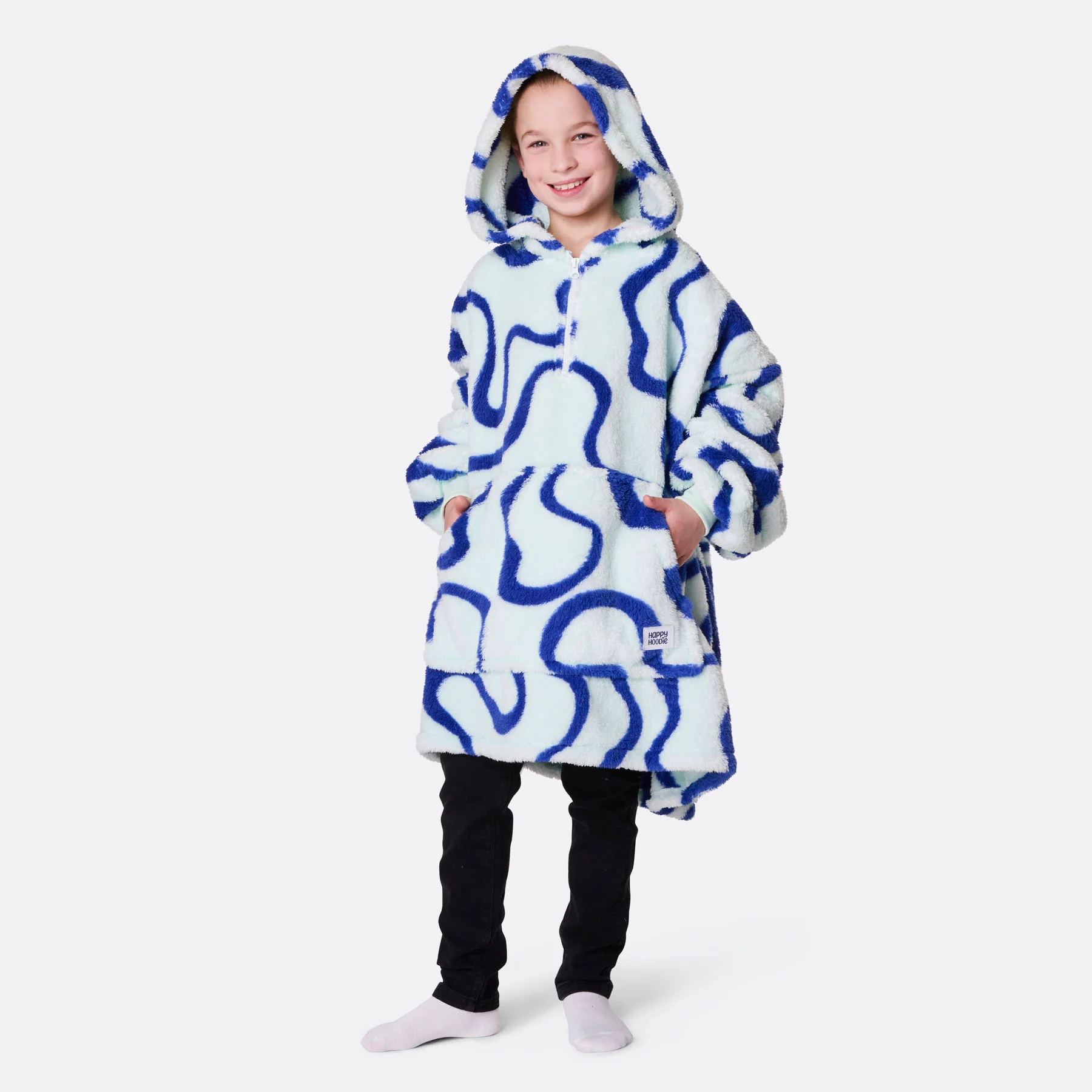 Blå Wavy Teddy HappyHoodie Barn - Image 2