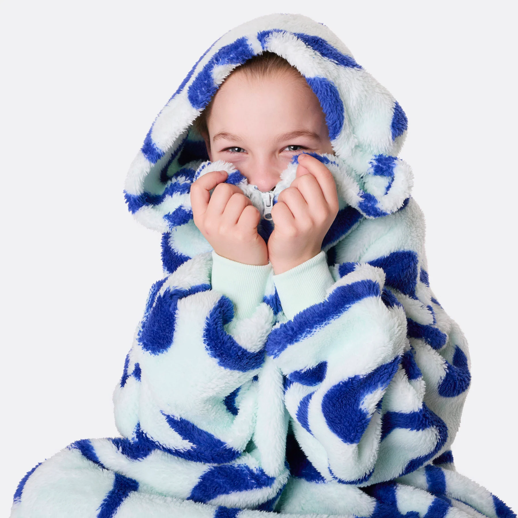 Blå Wavy Teddy HappyHoodie Barn - Image 3