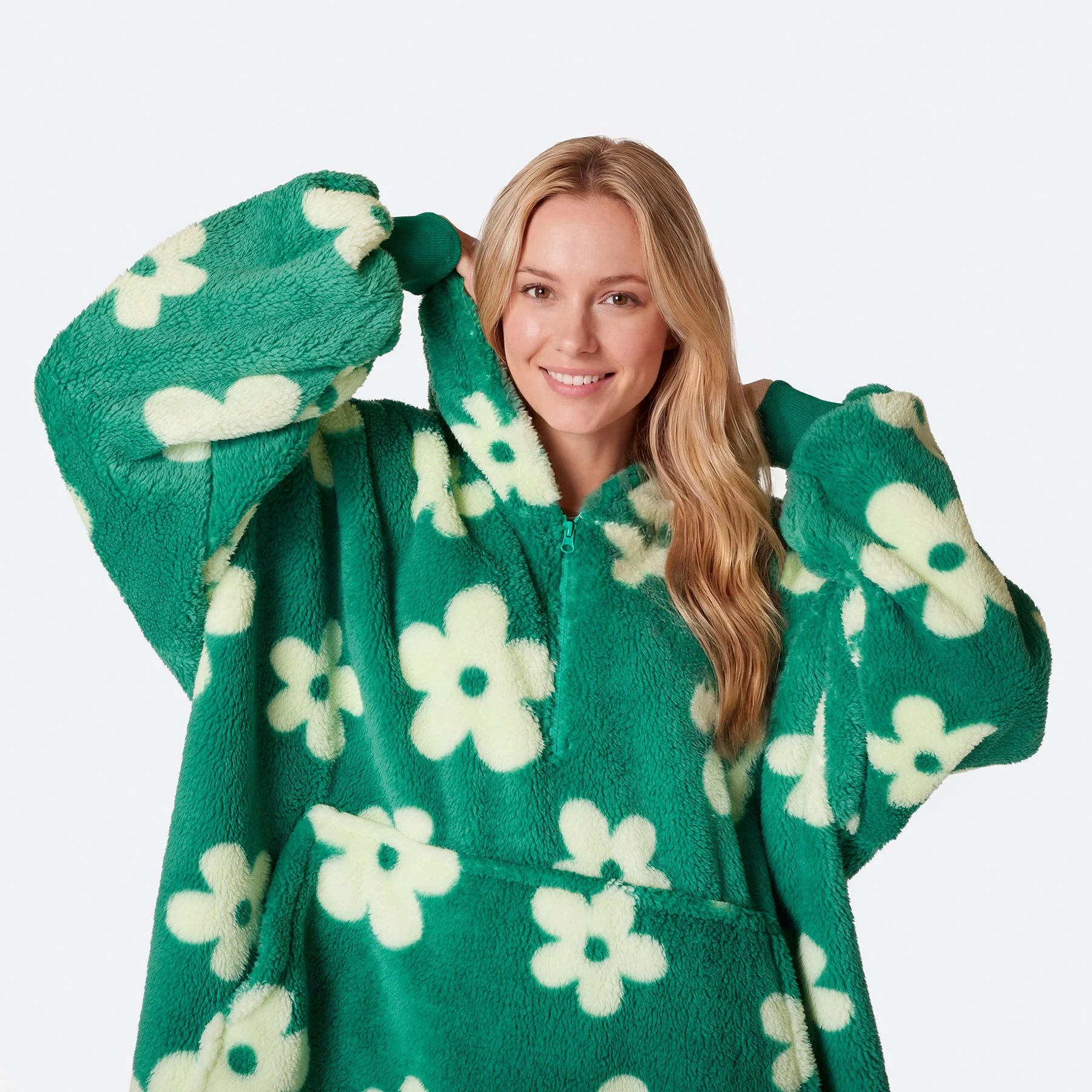 Blomster Grønn Teddy HappyHoodie - Image 10