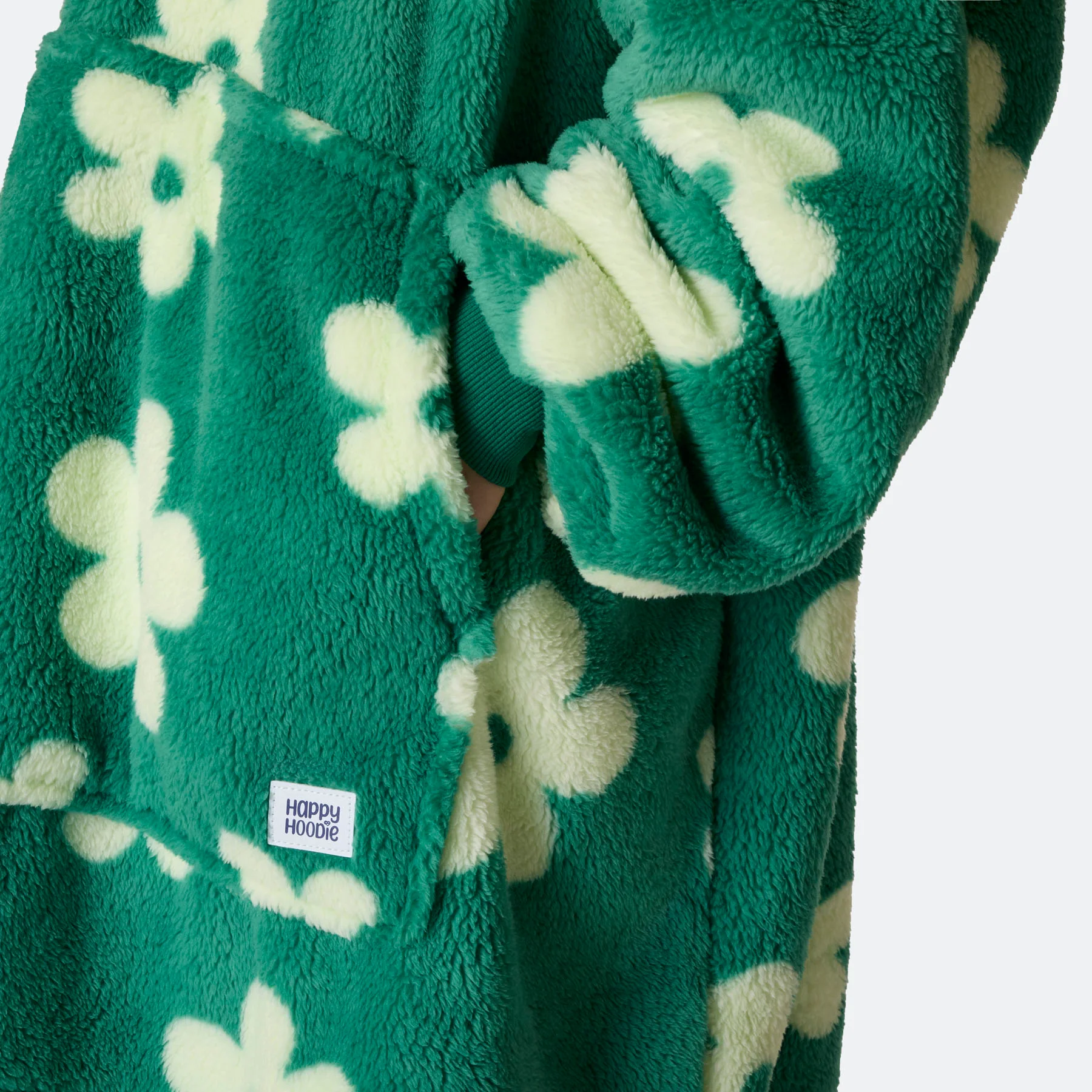 Blomster Grønn Teddy HappyHoodie - Image 4