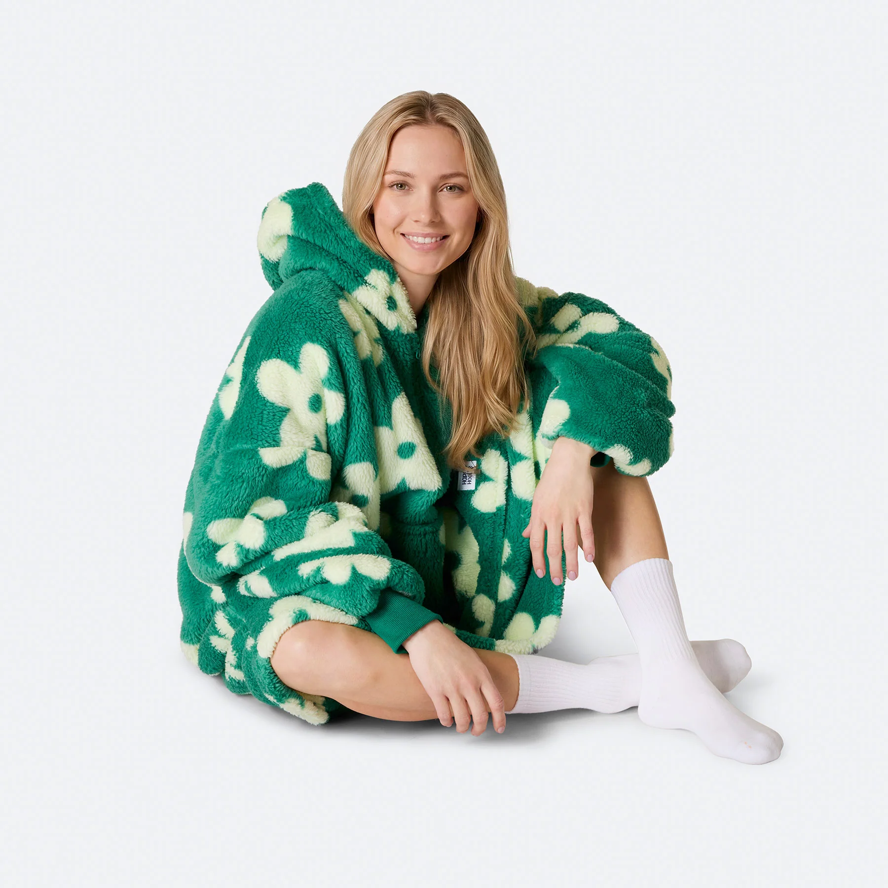 Blomster Grønn Teddy HappyHoodie - Image 5