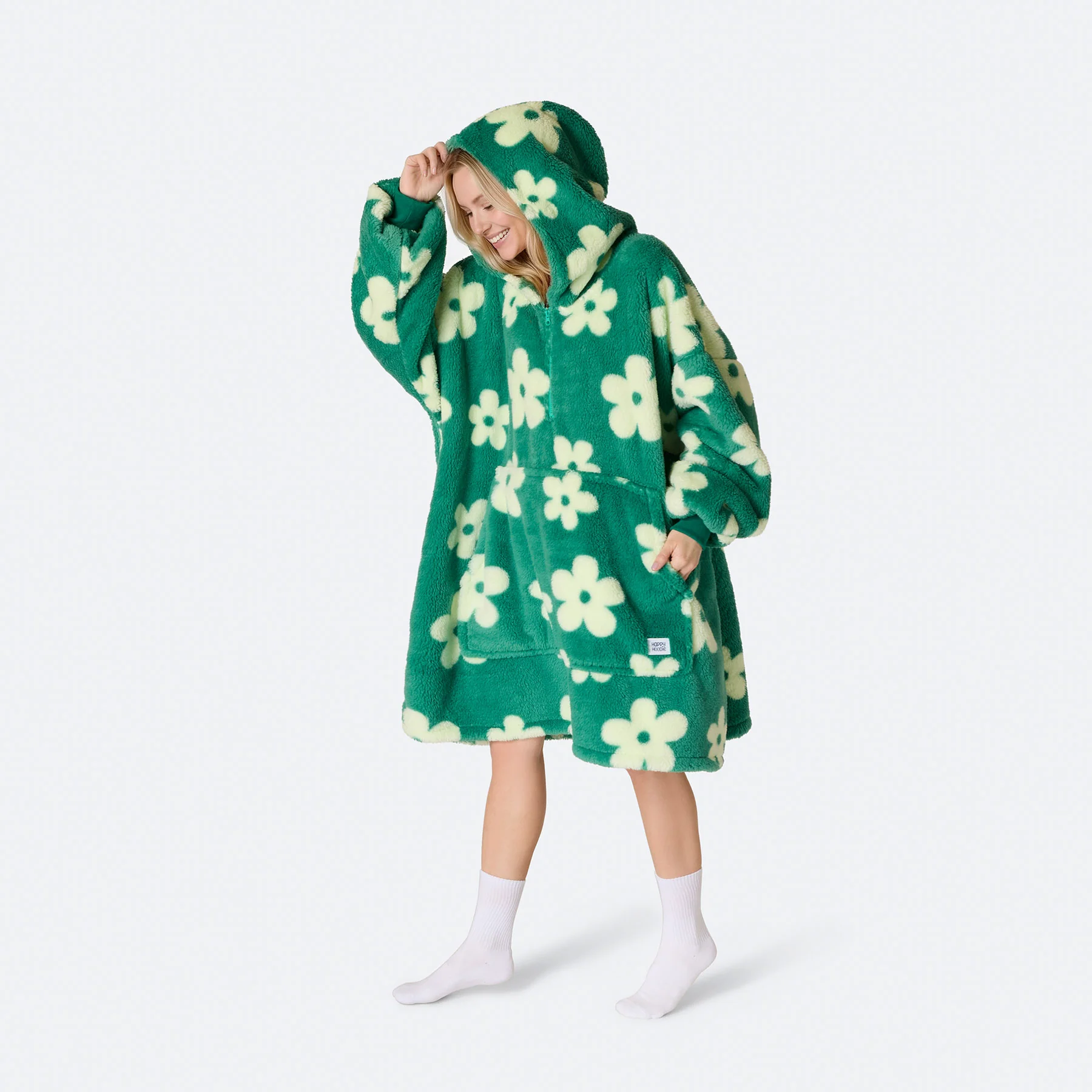 Blomster Grønn Teddy HappyHoodie - Image 6