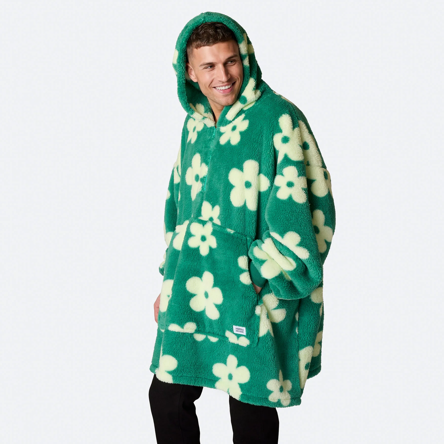 Blomster Grønn Teddy HappyHoodie - Image 8