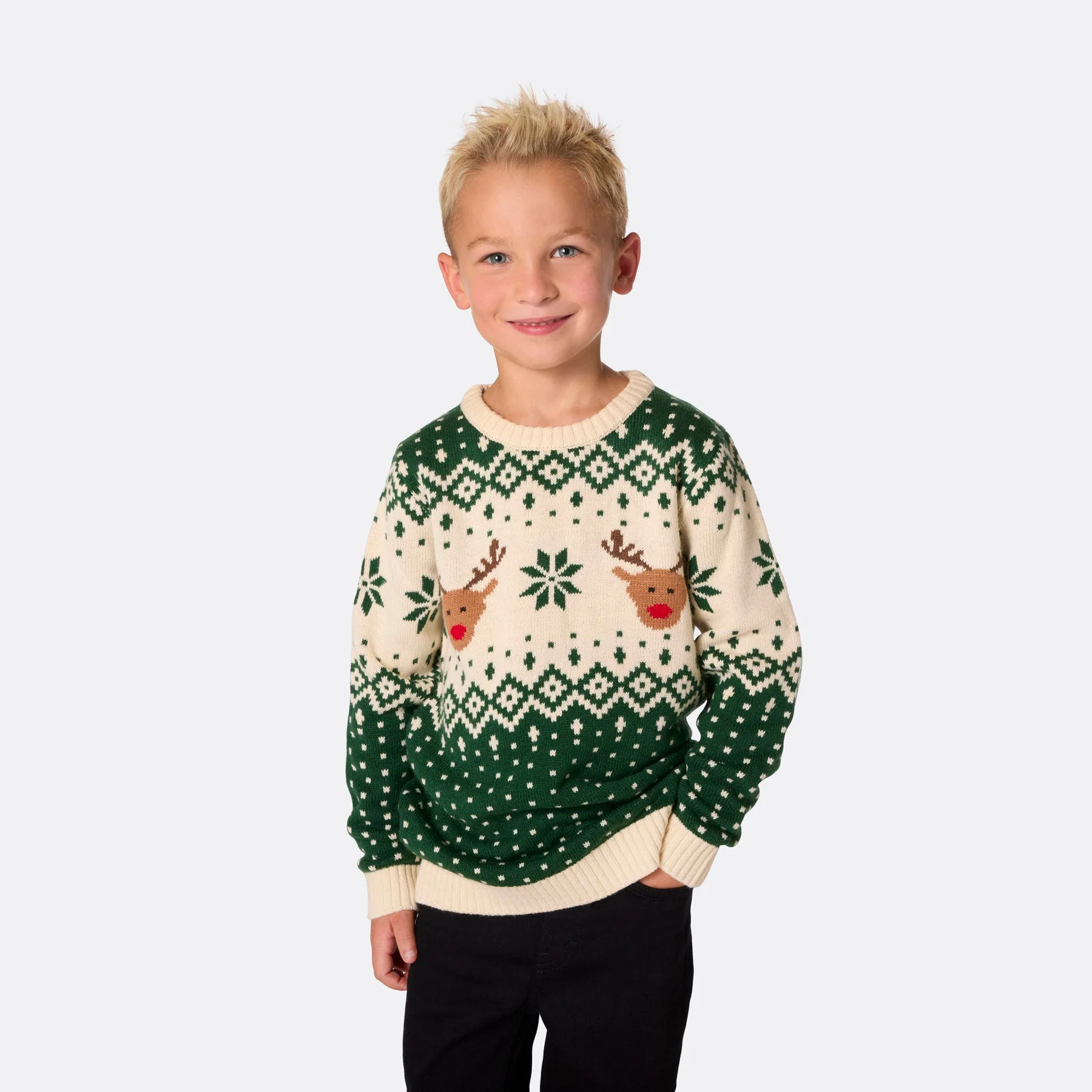 Julegenser til Hele Familien - Retro Reinsdyr Grønn - Image 5