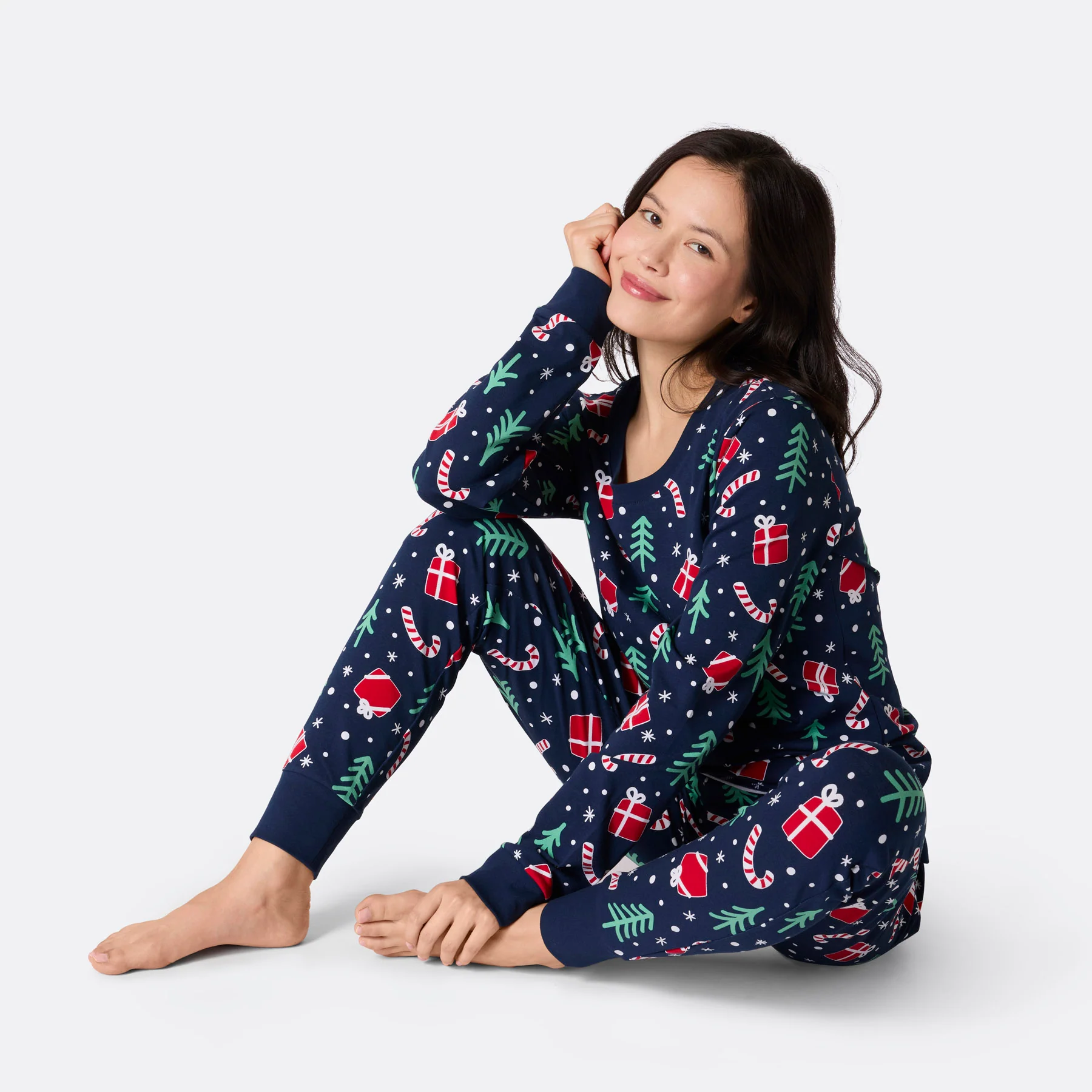 Julemønster Blå Julepysj Dame - Image 4