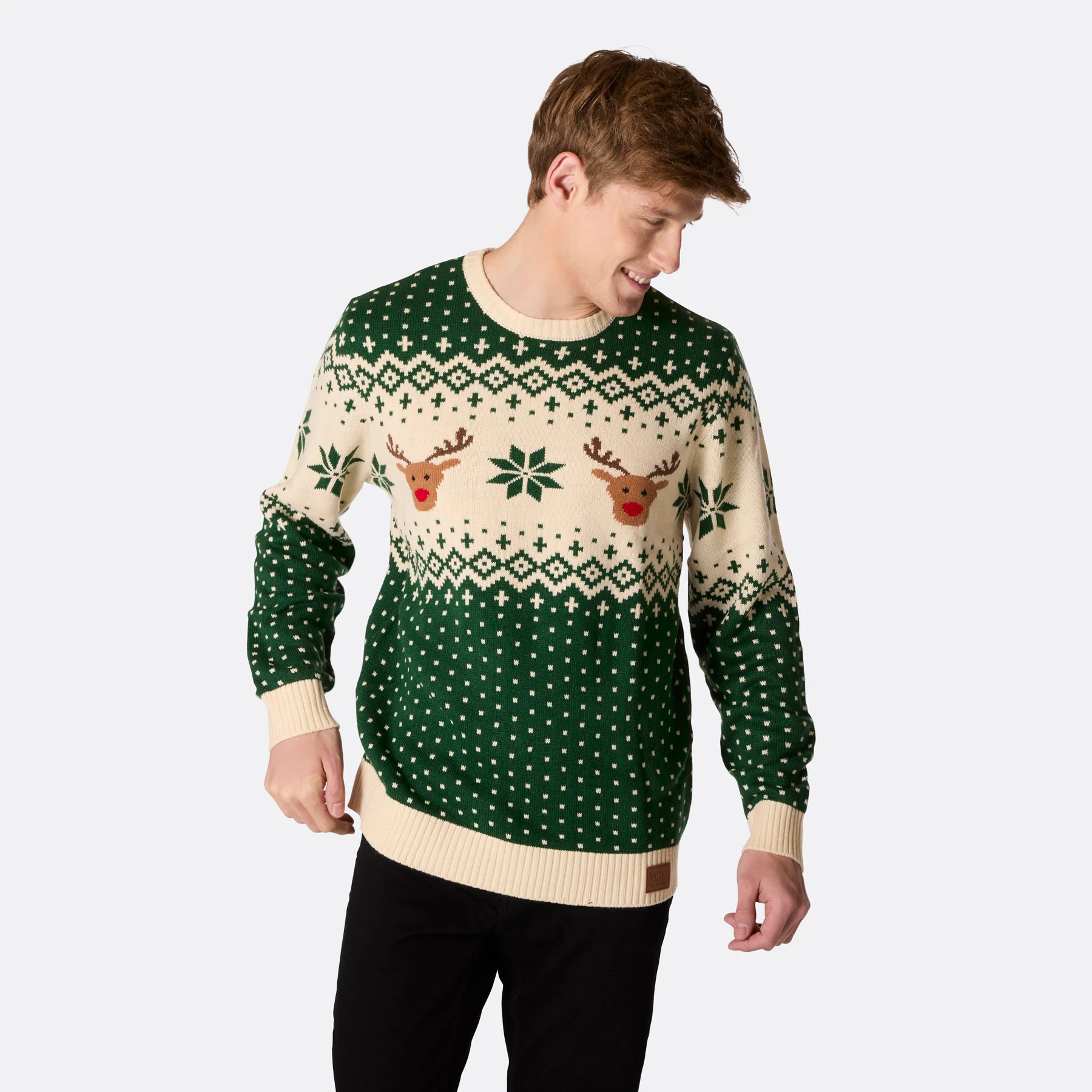Retro Reinsdyr Grønn Julegenser Herre - Image 4