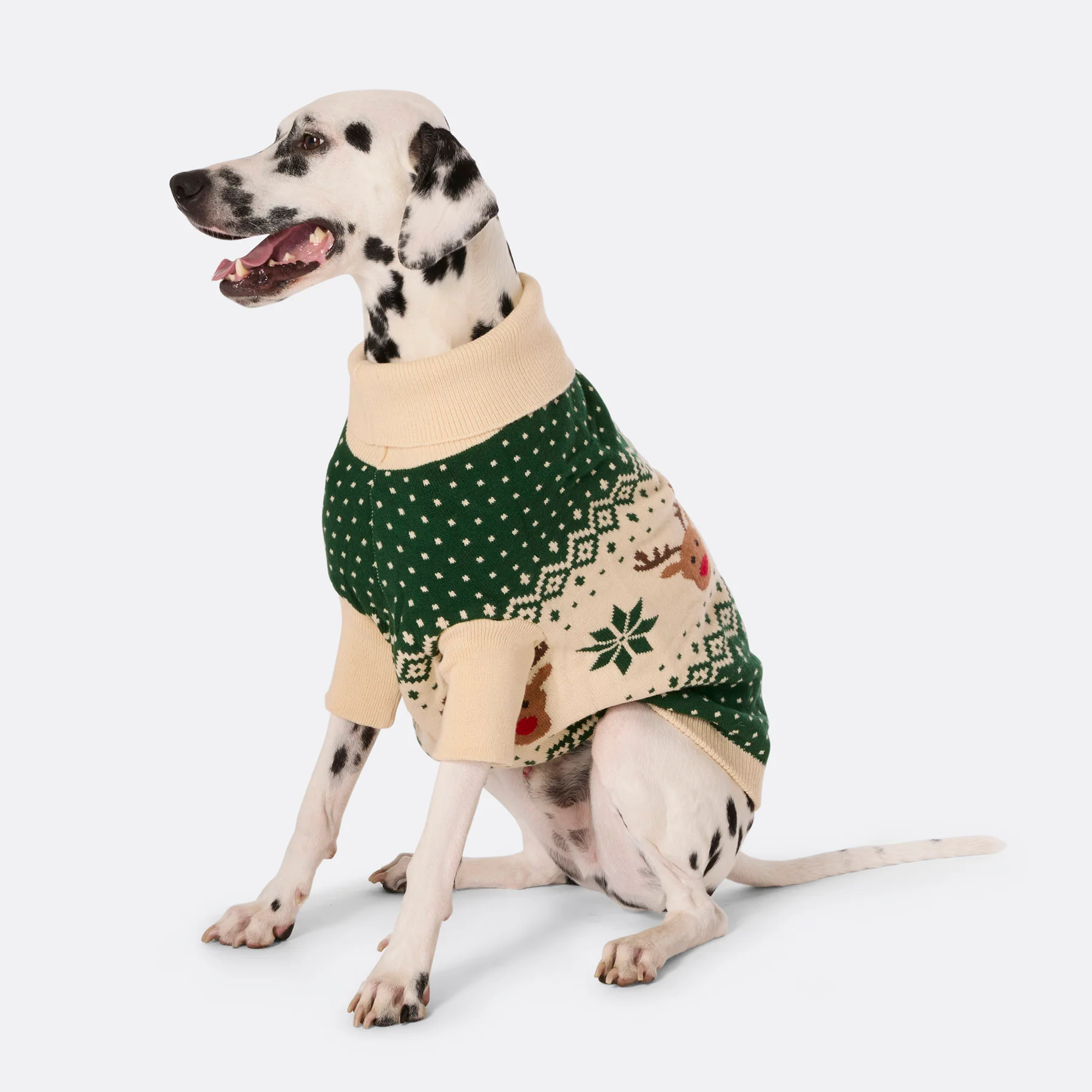 Retro Reinsdyr Grønn Julegenser til Hund - Image 2
