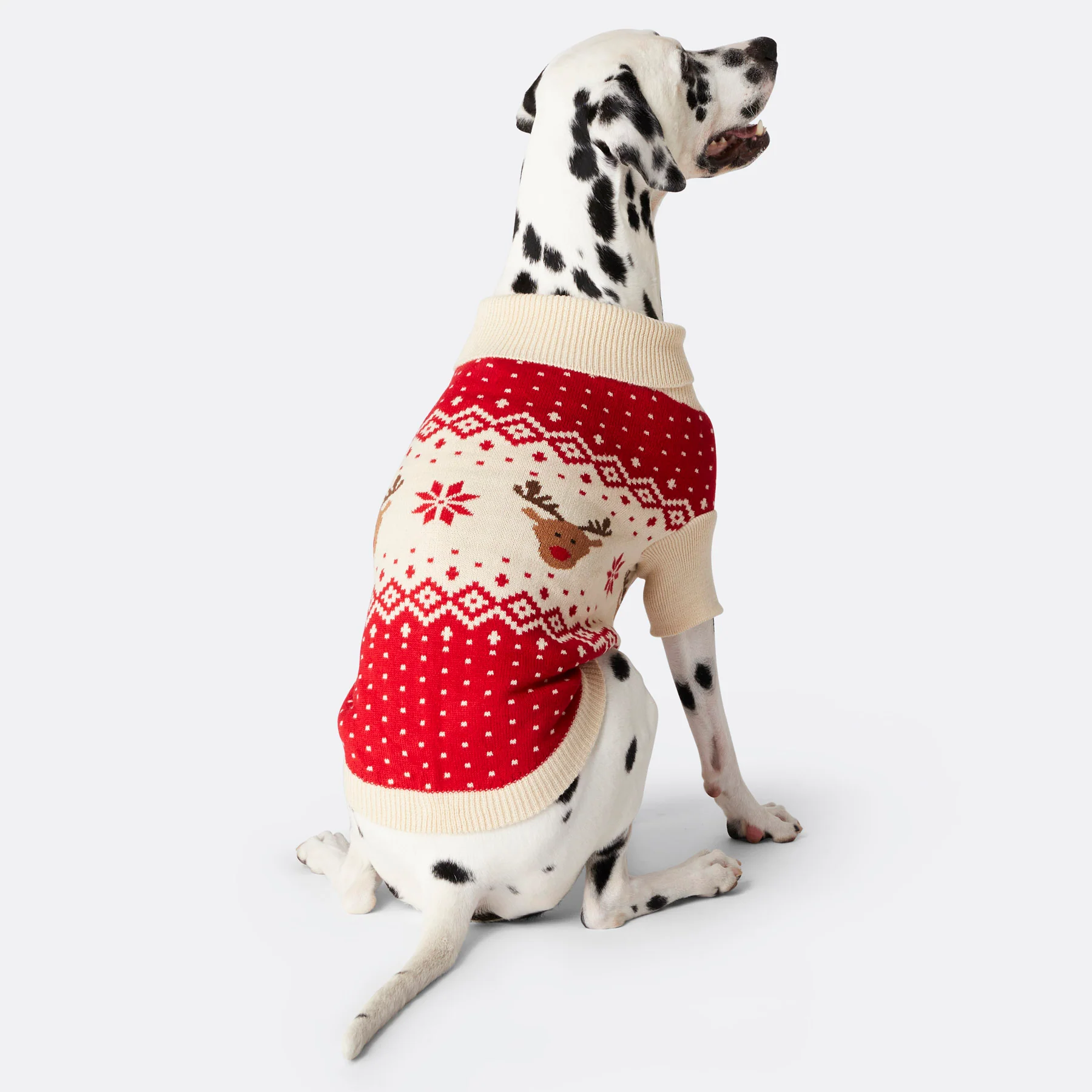 Retro Reinsdyr Rød Julegenser til Hund - Image 3