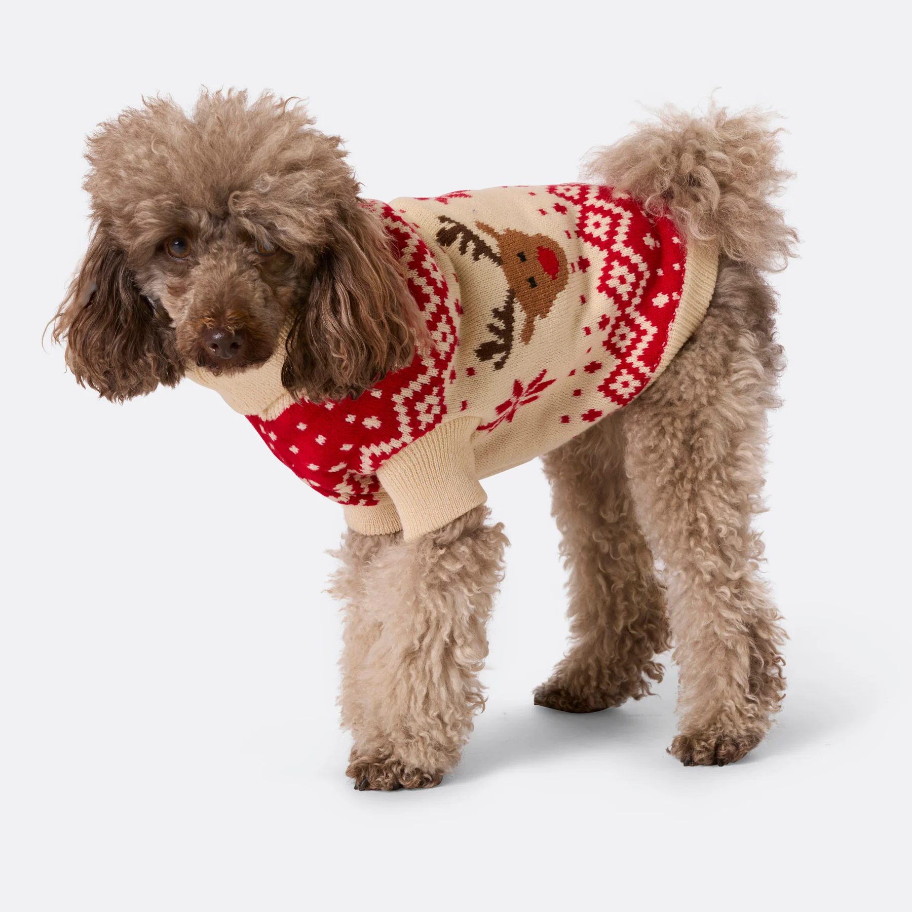 Retro Reinsdyr Rød Julegenser til Hund - Image 5