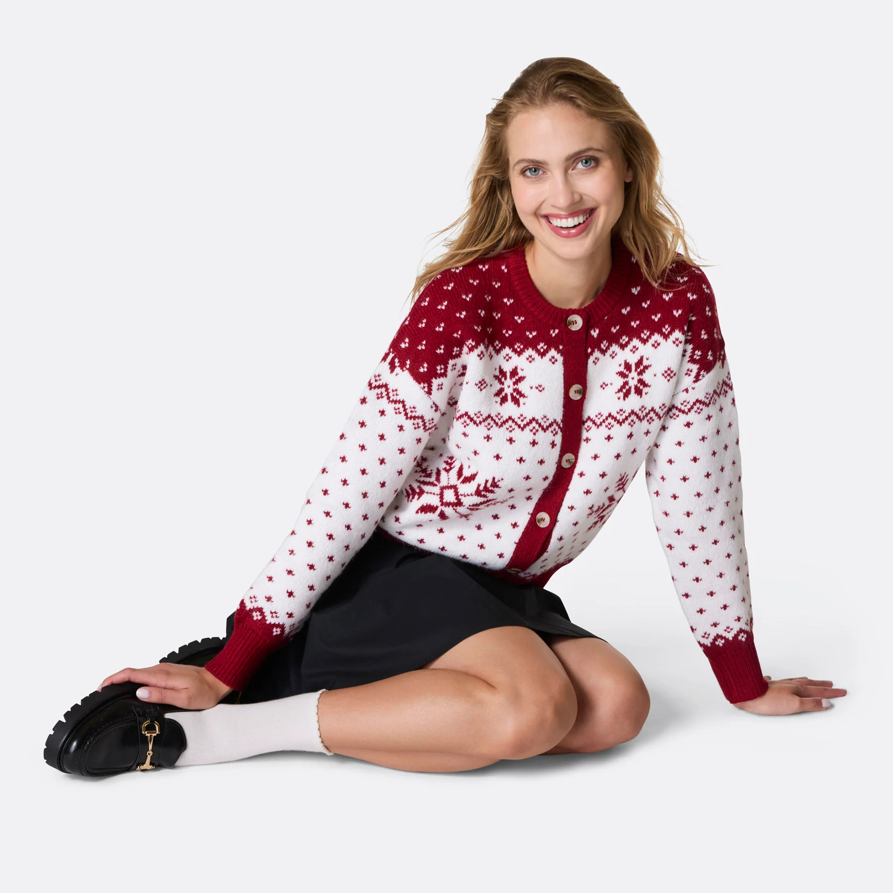 Rød Julecardigan Dame - Image 2