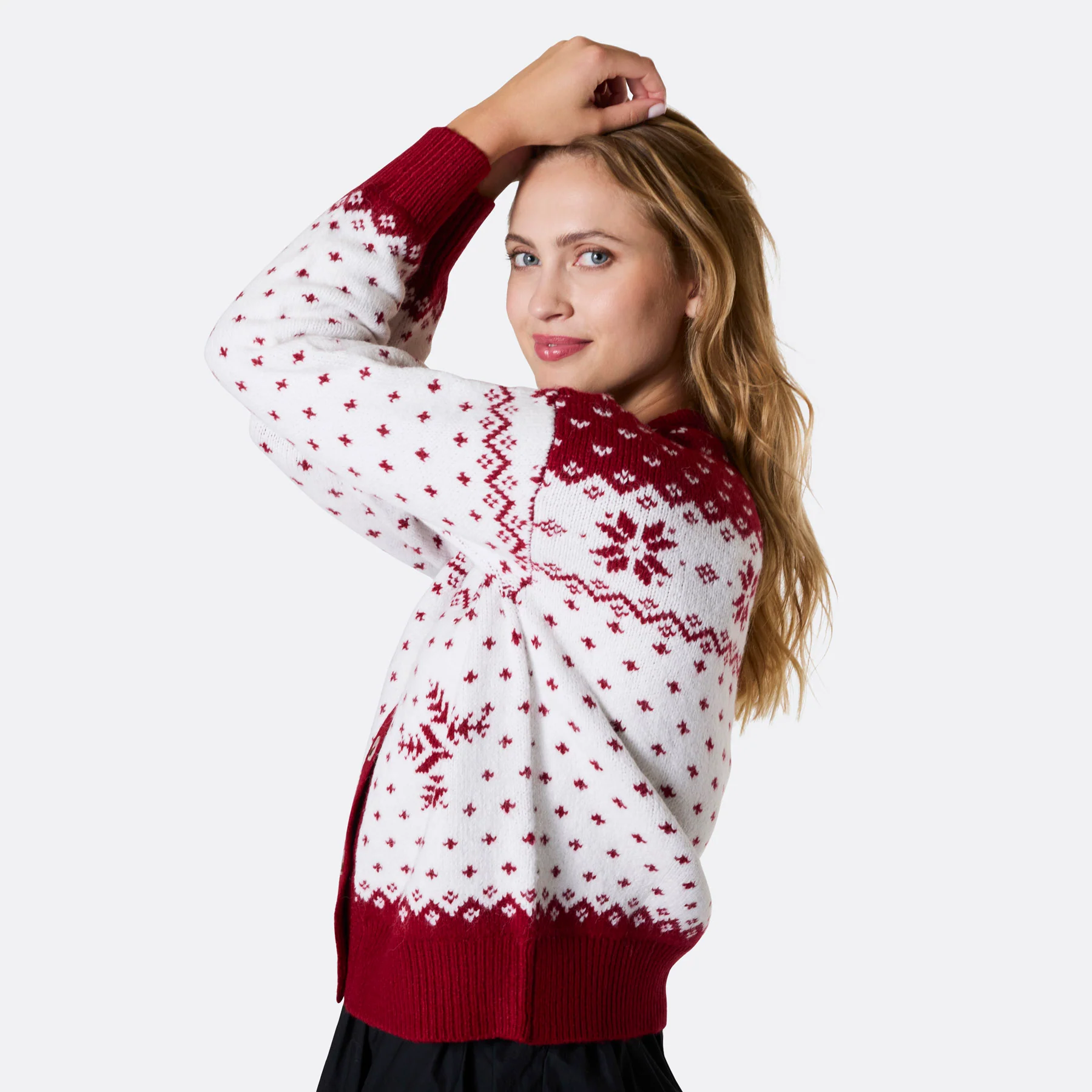 Rød Julecardigan Dame - Image 3