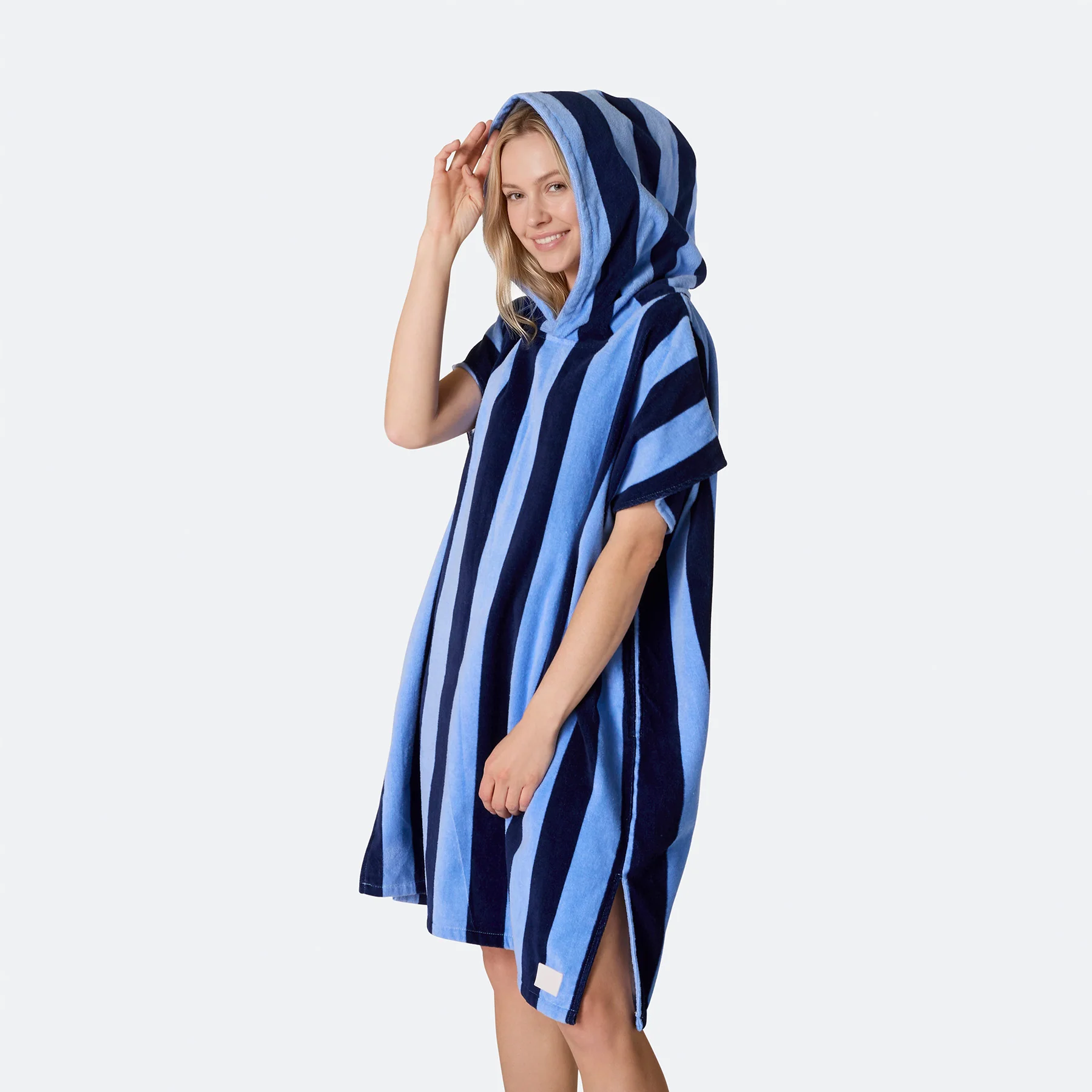 Stripete Blå Badeponcho - Image 3