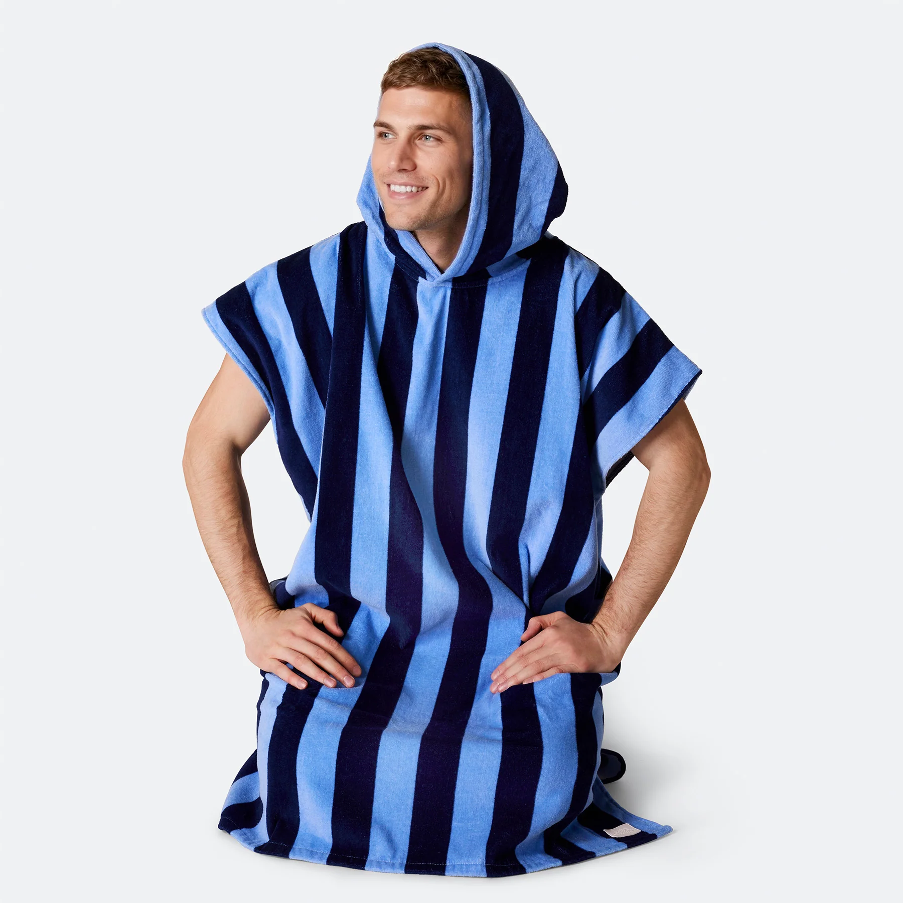 Stripete Blå Badeponcho - Image 7